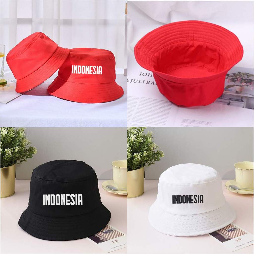 MERAH BUCKET Hat Bouquet Hat Cap Distro Indonesia raya berjaya merdeka ...