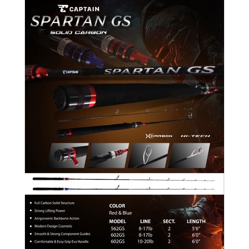 Rod SPINNING CAPTAIN SPARTAN GS X-CARBON SOLID CARBON | Shopee Philippines