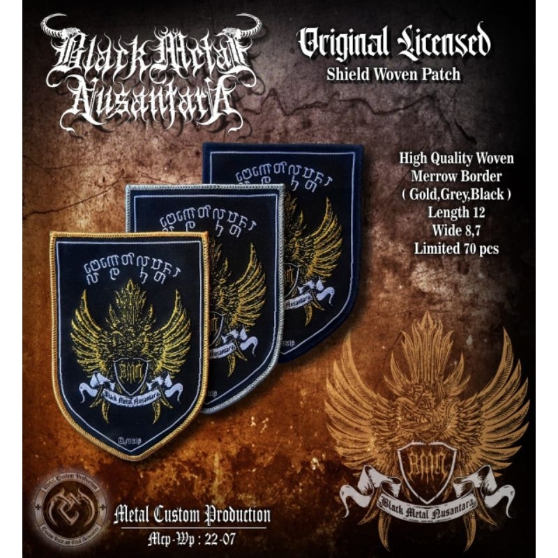 Woven Patch BMN Original / Black Metal Nusantara / Sewing Band Emblem ...