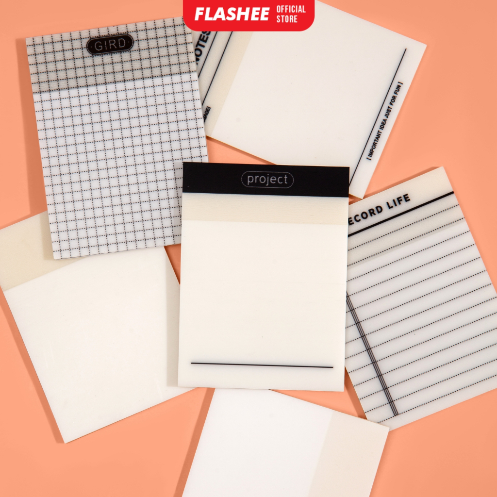 Flashee Sticky Notes Transparent Waterproof Clear Memo Smooth Surface ...