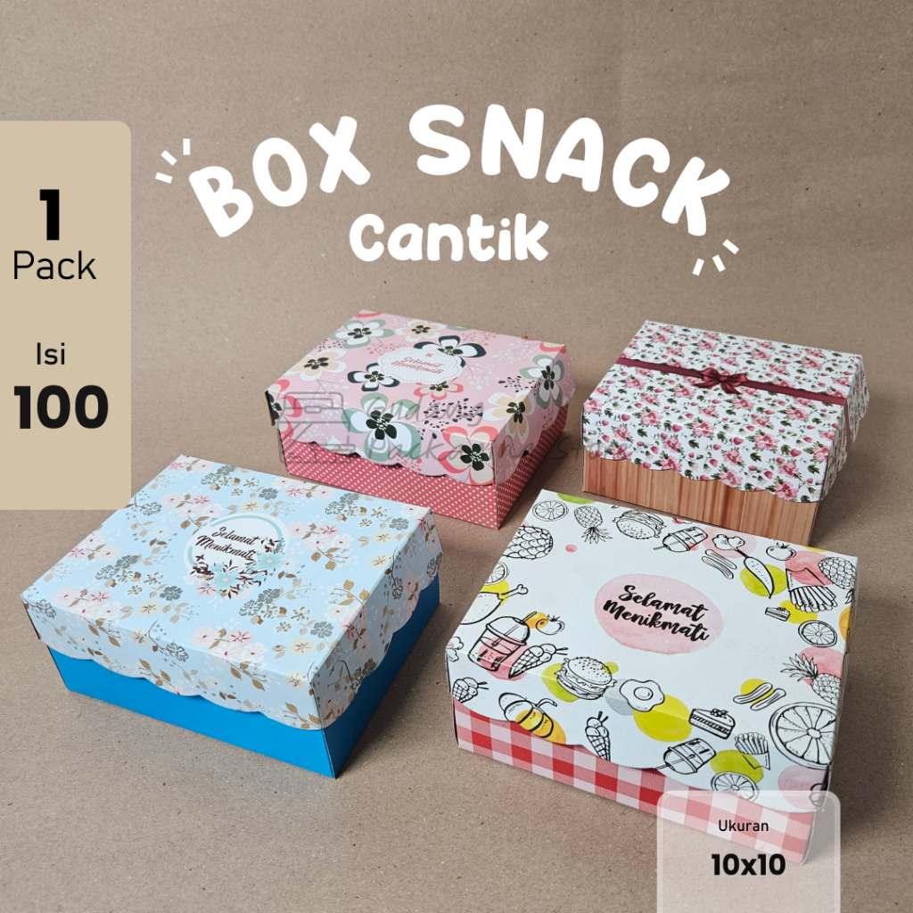 100 pcs / 10x10 / Beautiful Snack Box / Beautiful Cake Box / Donut Boss ...