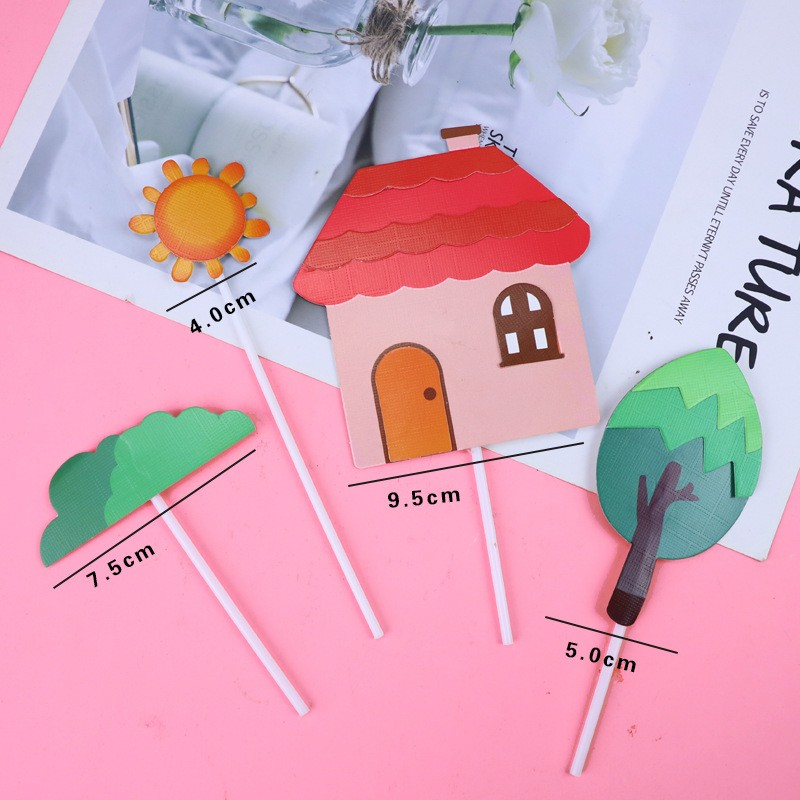 Paper Cardboard House Design Cake Topper for Birthday Cake Decoration ...