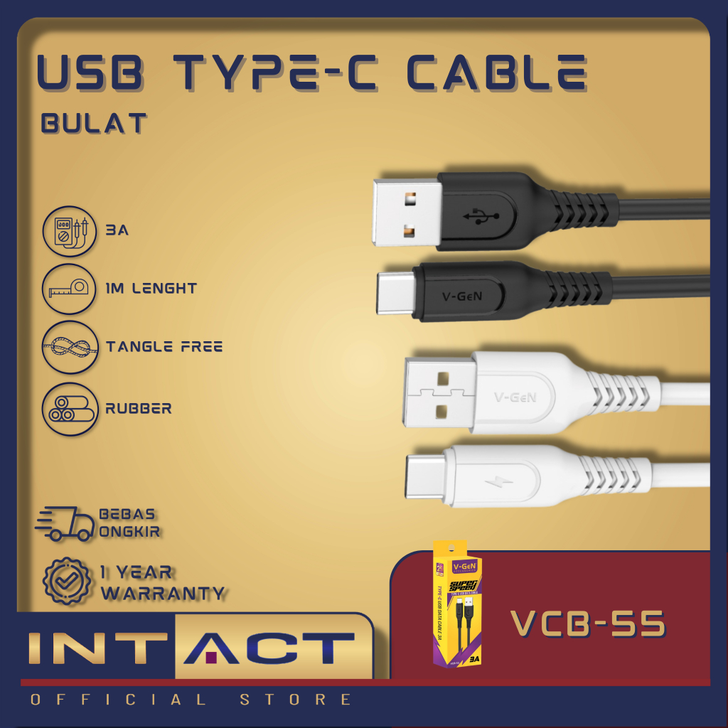 USB Type C V-GeN VCB-55 Fast Charging 3A Data Cable 1 Meter Round Cable ...
