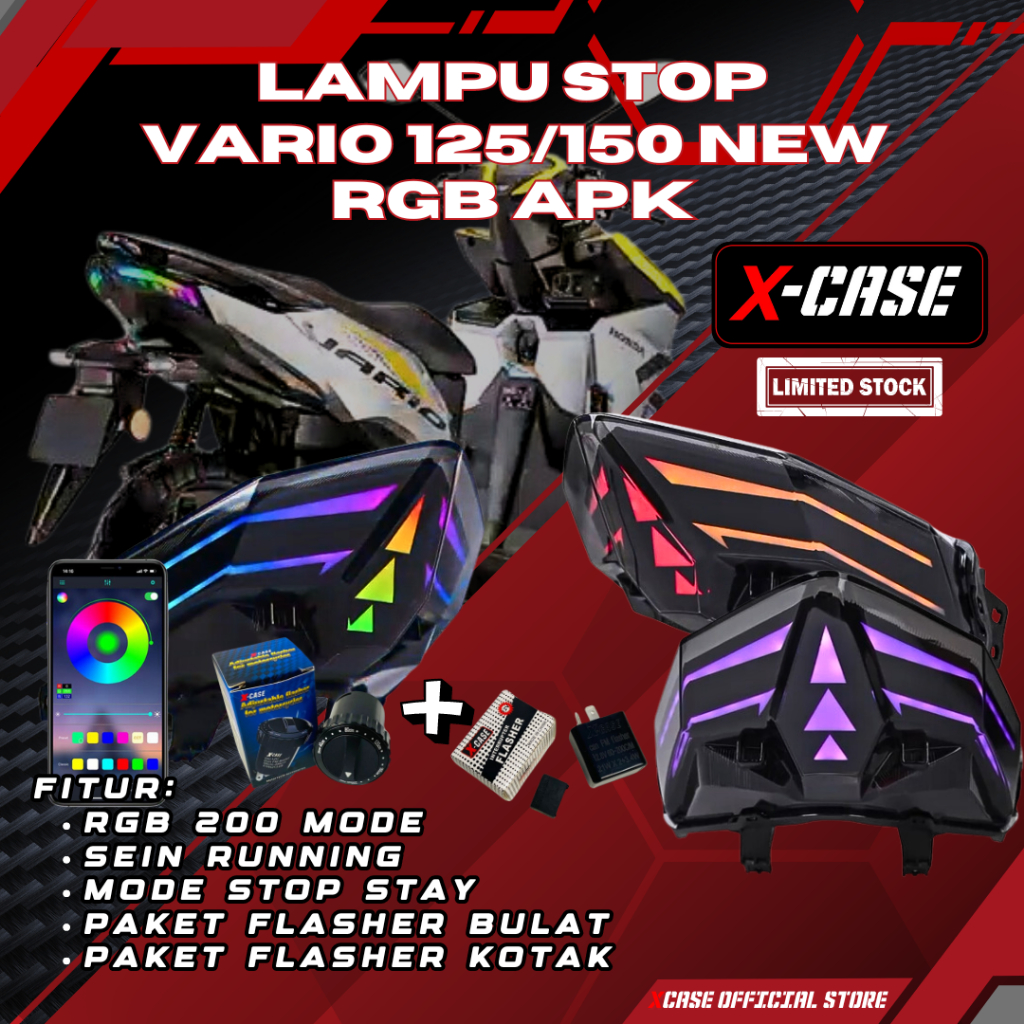 X-case Lazy Rgb Click Stop Light Apk Vario 125 150 New Limited Edition ...