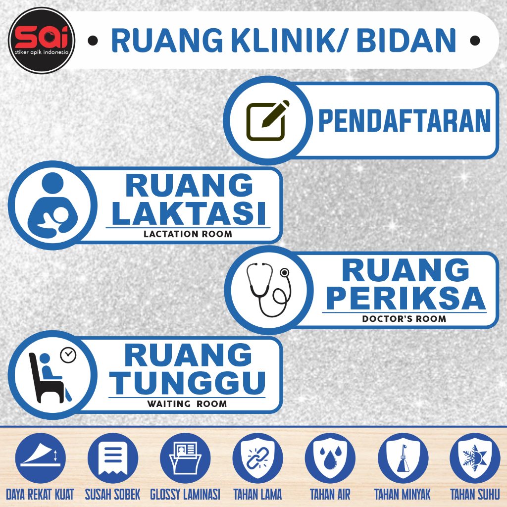 Registration Waterproof vinyl Sticker, Lactation Room, Examination Room ...