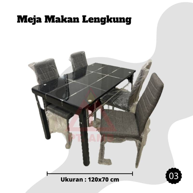 4seat Dining Table Curved Glass Dining Table/STAINLESS Minimalist