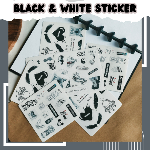 [PART 1] Black and White sticker Black and White sticker/ aesthetic ...