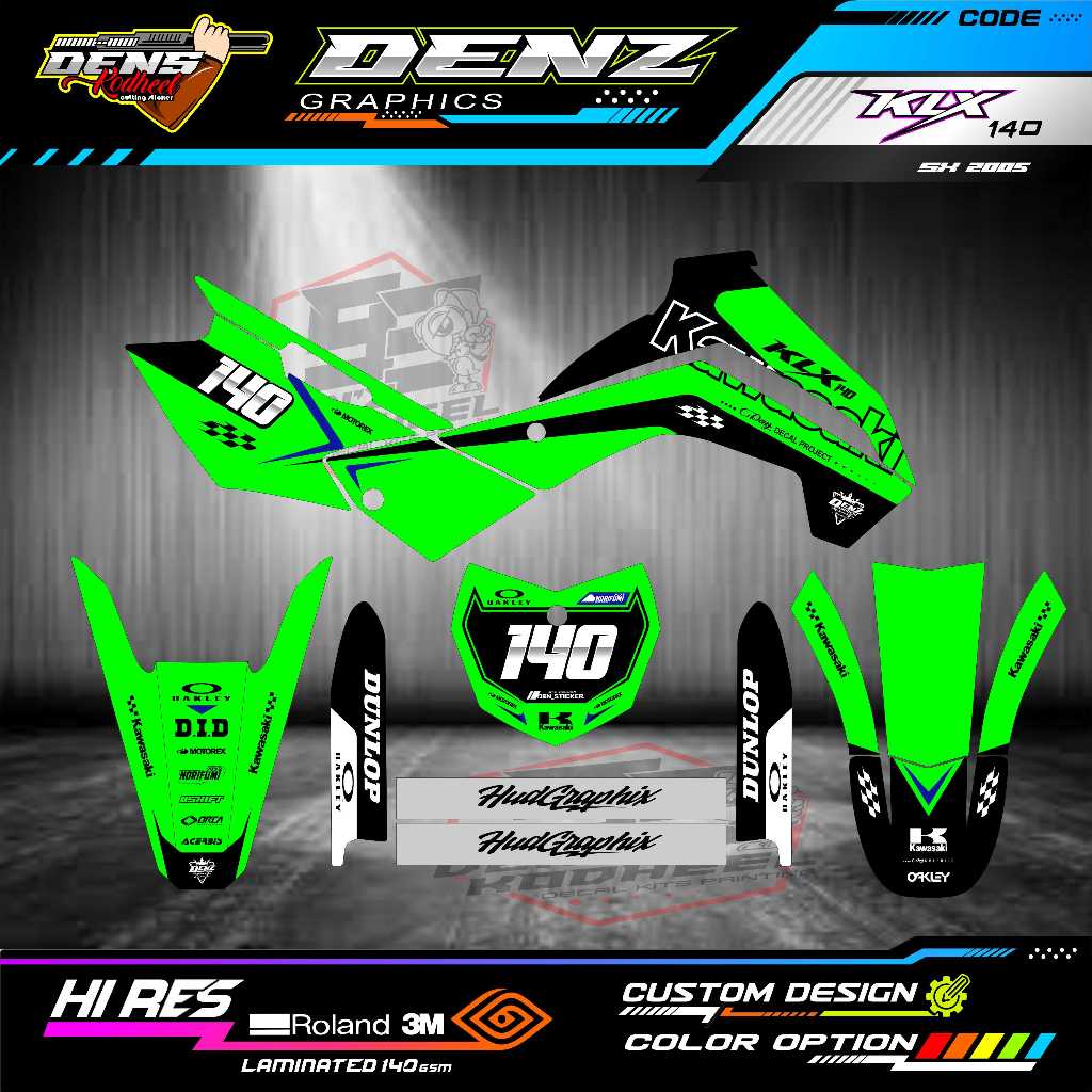 DECAL STICKER KLX 140 FREE FULL COSTUM MOTIF NO NAMA SPONSOR FULL BODY ...