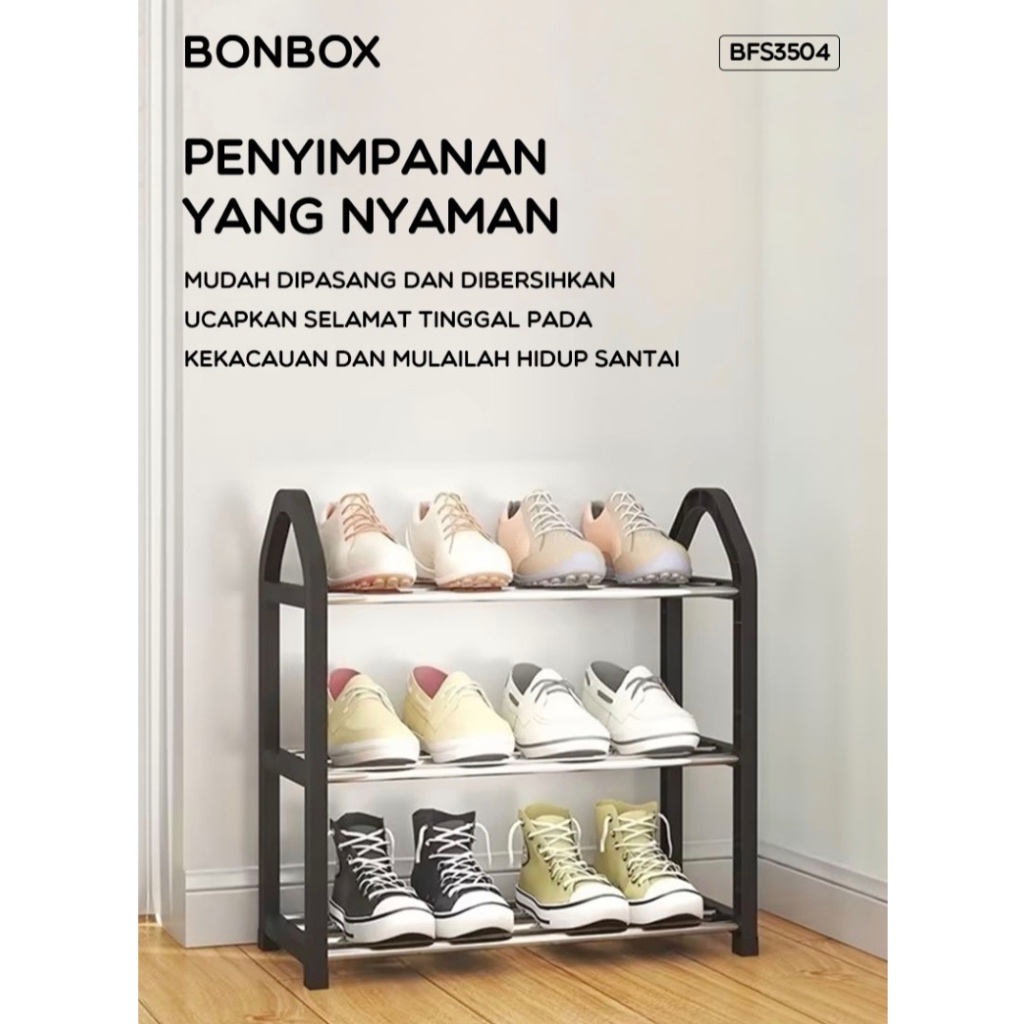 3 Layer Mini Shoe Rack, Galvanized Iron Pipe, Stainless Steel, Anti ...