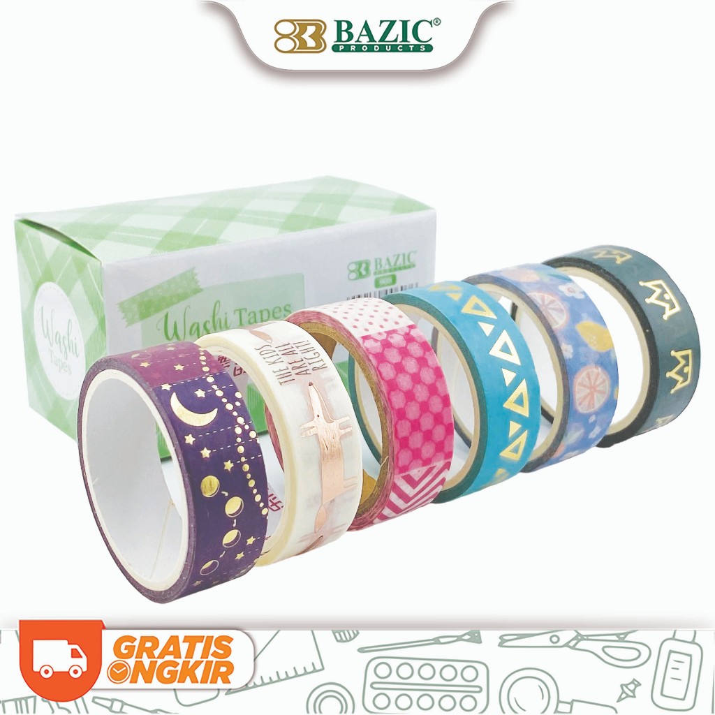 Bazic Washi Tape Assorted (6/Pack) - Cute Paper Tape Scrap Book ...