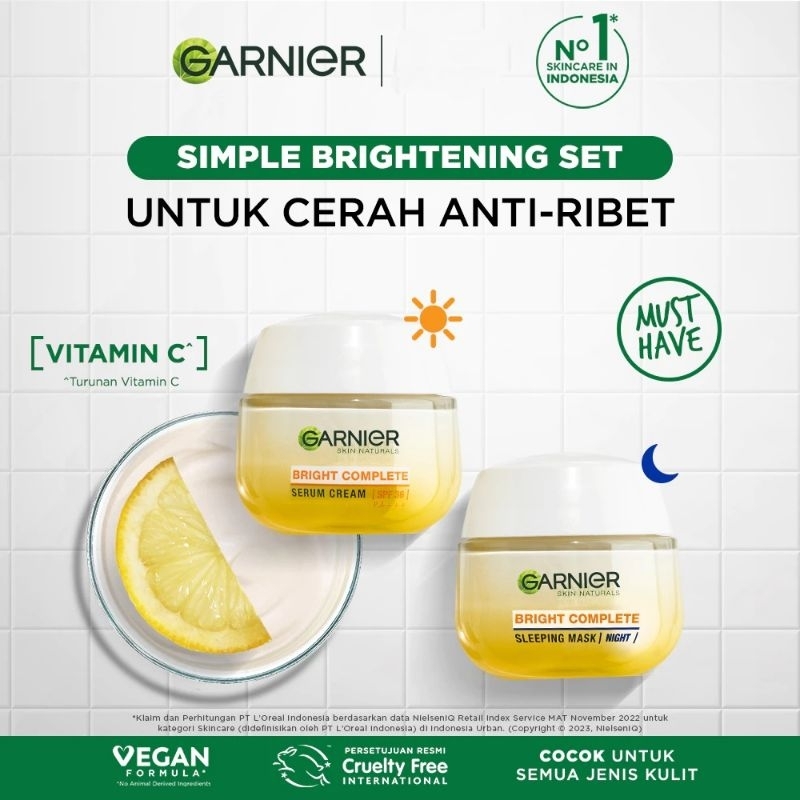 [CS] Garnier Bright Complete Vitamin C Cream Day/Night 50ml Shopee