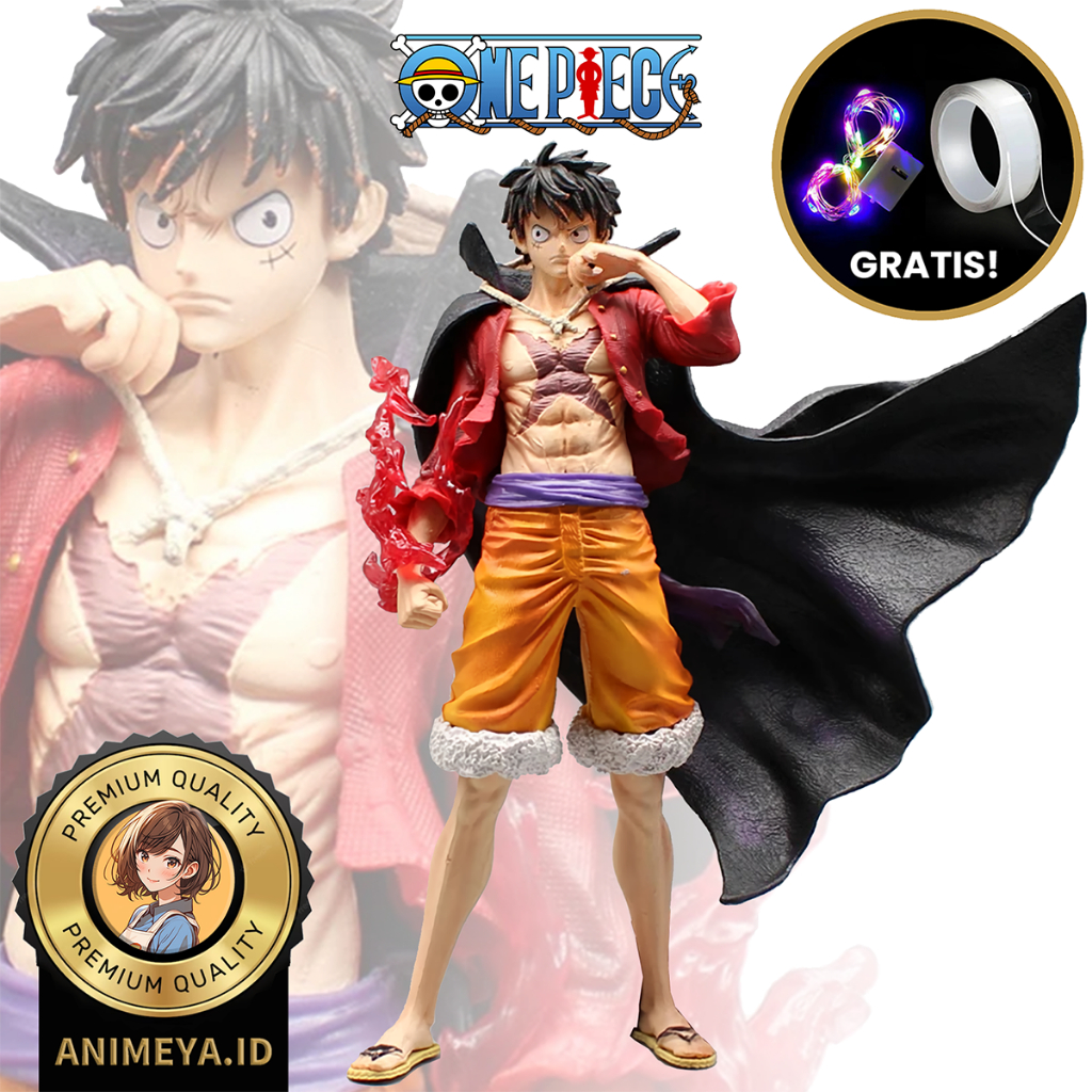 HITAM Action FIGURE ONE PIECE MONKEY D. Luffy Black Cloak HAKI FIST ...