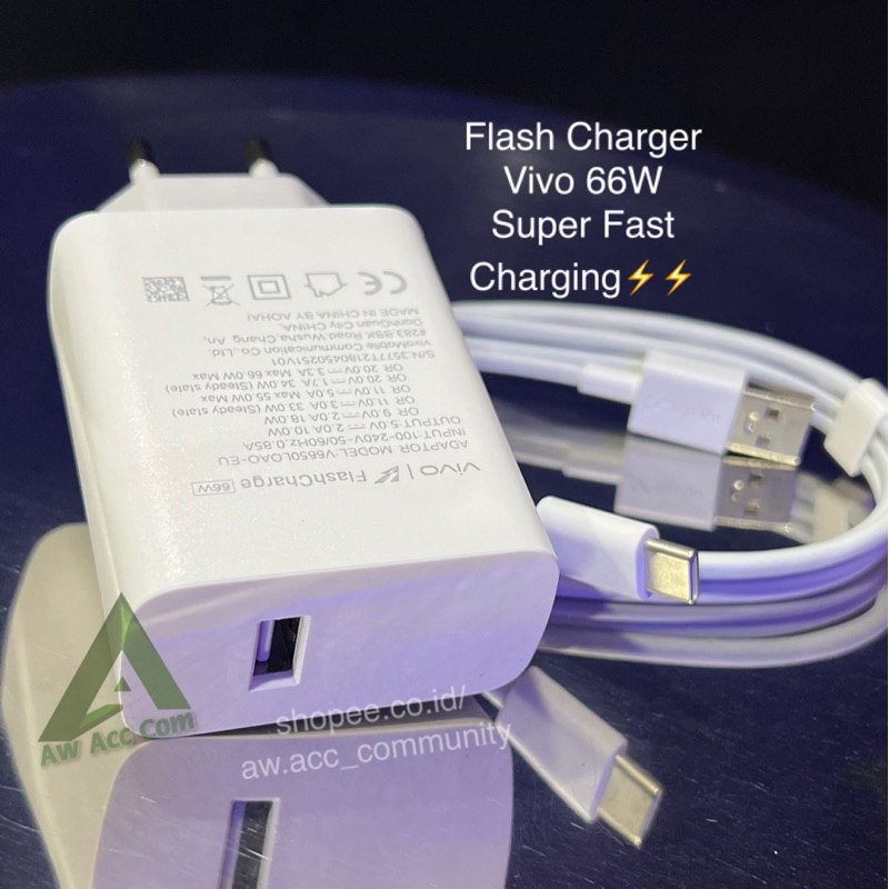 Charger Vivo Flash Charging 66W Super Fast Charge 66W T1 Pro X50 X60 ...