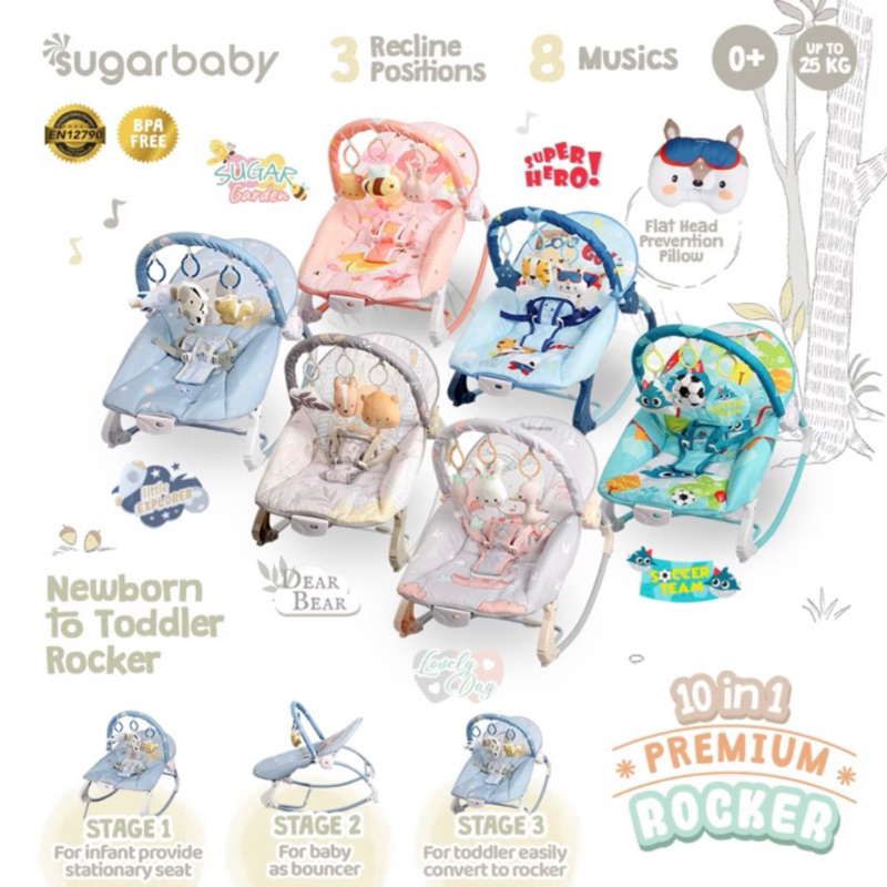 10 IN 1 BABY ROCKER SUGAR BABY - BABY BOONCER - NEWBORN BABY SWING TOY ...