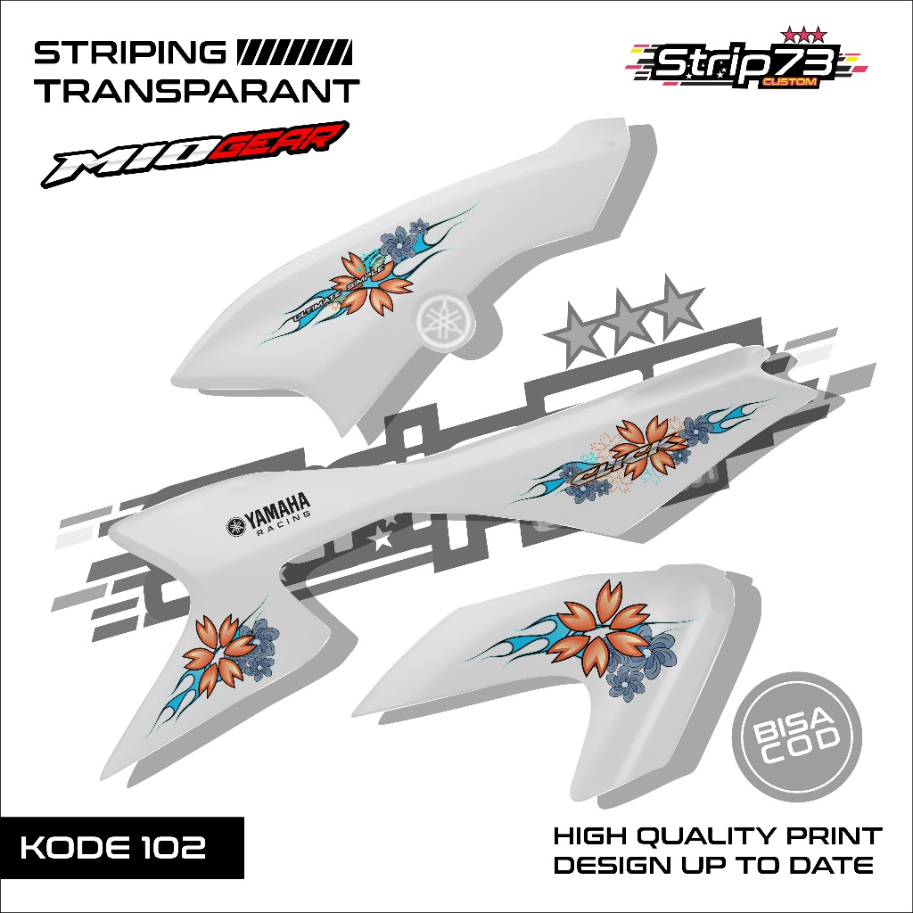 102 Transparent MIO GEAR UV STRIPING STICKER Design FLOWER Variation ...