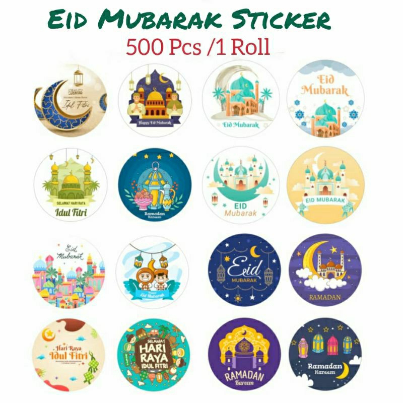 Eid Mubarak Eid Al-Fitr Sticker 3.8 Cm 500 Pcs | Shopee Philippines