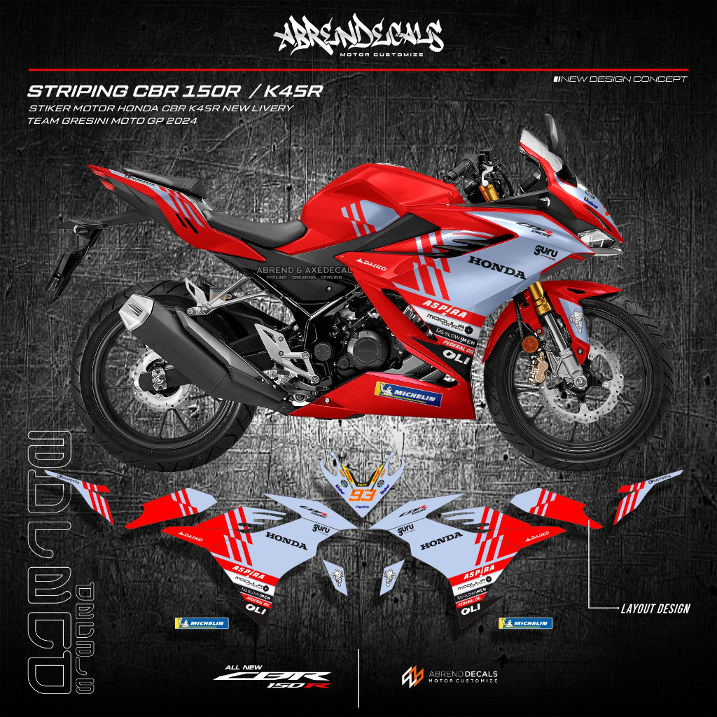 Striping CBR 150 R NEW K45R LIVERY TEAM GRESINI MOTO GP 2024 / HONDA ...