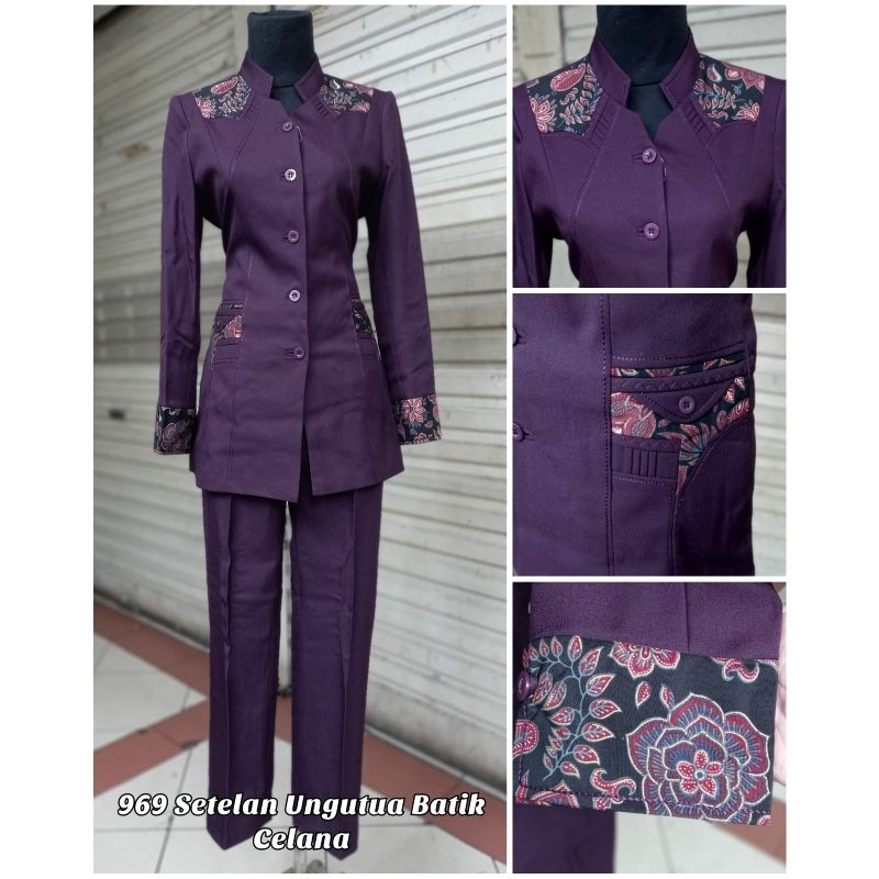 UNGU Dark Purple blazer Work Uniform Combination batik blazer Sogan ...