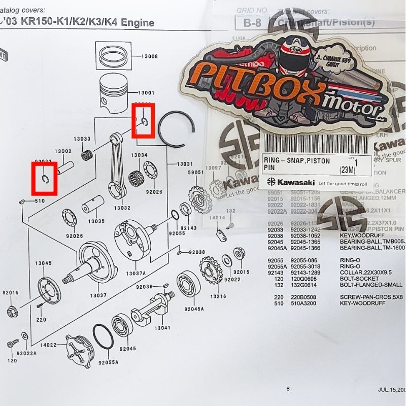 Klip Pen - Clip Pin Piston 16mm Block 1878 Ninja 150 RR CBU ZX Original ...