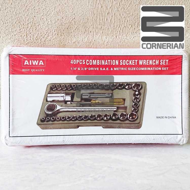 Cornerian] Aiwa 40pcs Combination Socket Wrench Set Wrench Car