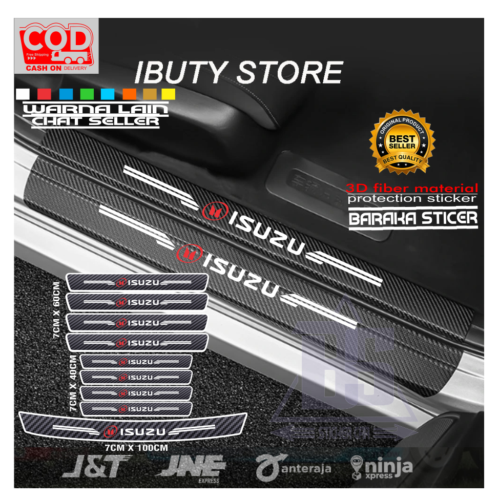 Isuzu Car 3D Carbon Sill Plate Sticker Isuzu Car Door Bottom Footrest ...