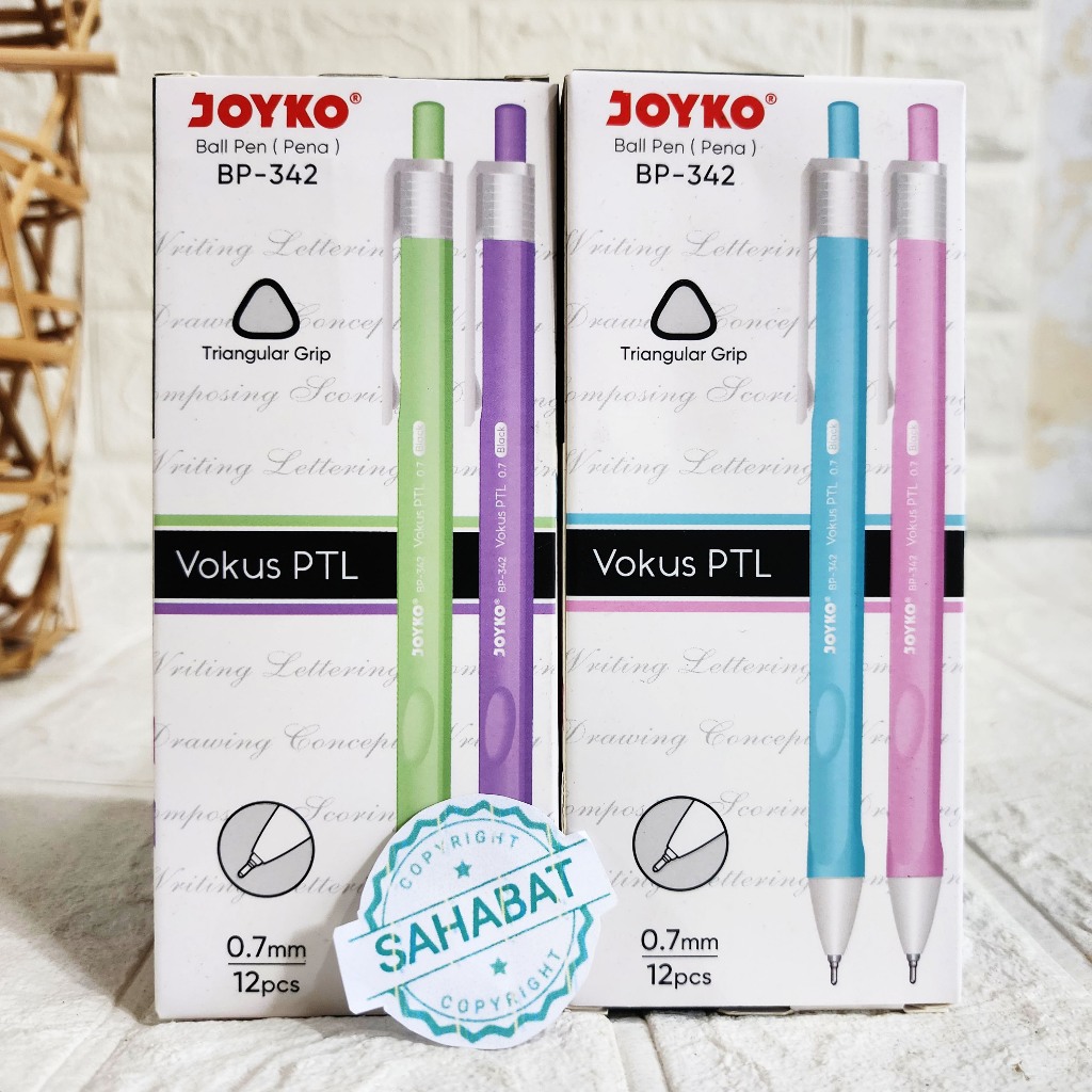 HITAM (12) JOYKO BP-342 VOCUS CLICK BOLPEN PEN 0.7MM PASTEL COLOR MIX ...
