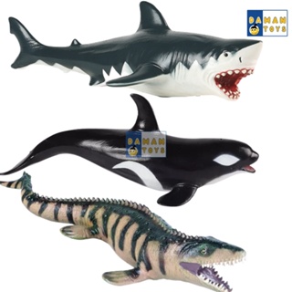 Code Q87F Mosasaurus Shark Megalodon Toy Jumbo Dinosaur Big Rubber Dino ...