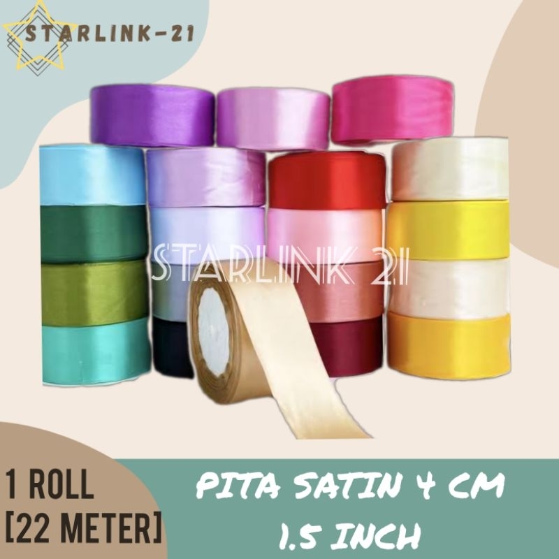 [1 Roll] 4 CM SATIN RIBBON | 1.5 Inch Wide Satin Ribbon | Gift Ribbon ...