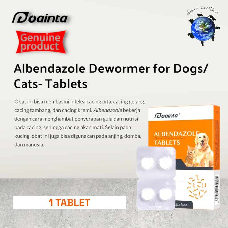 Puainta Albendasol Dewormer Tablet Cat Dog Worm Medicine (1 Tablet