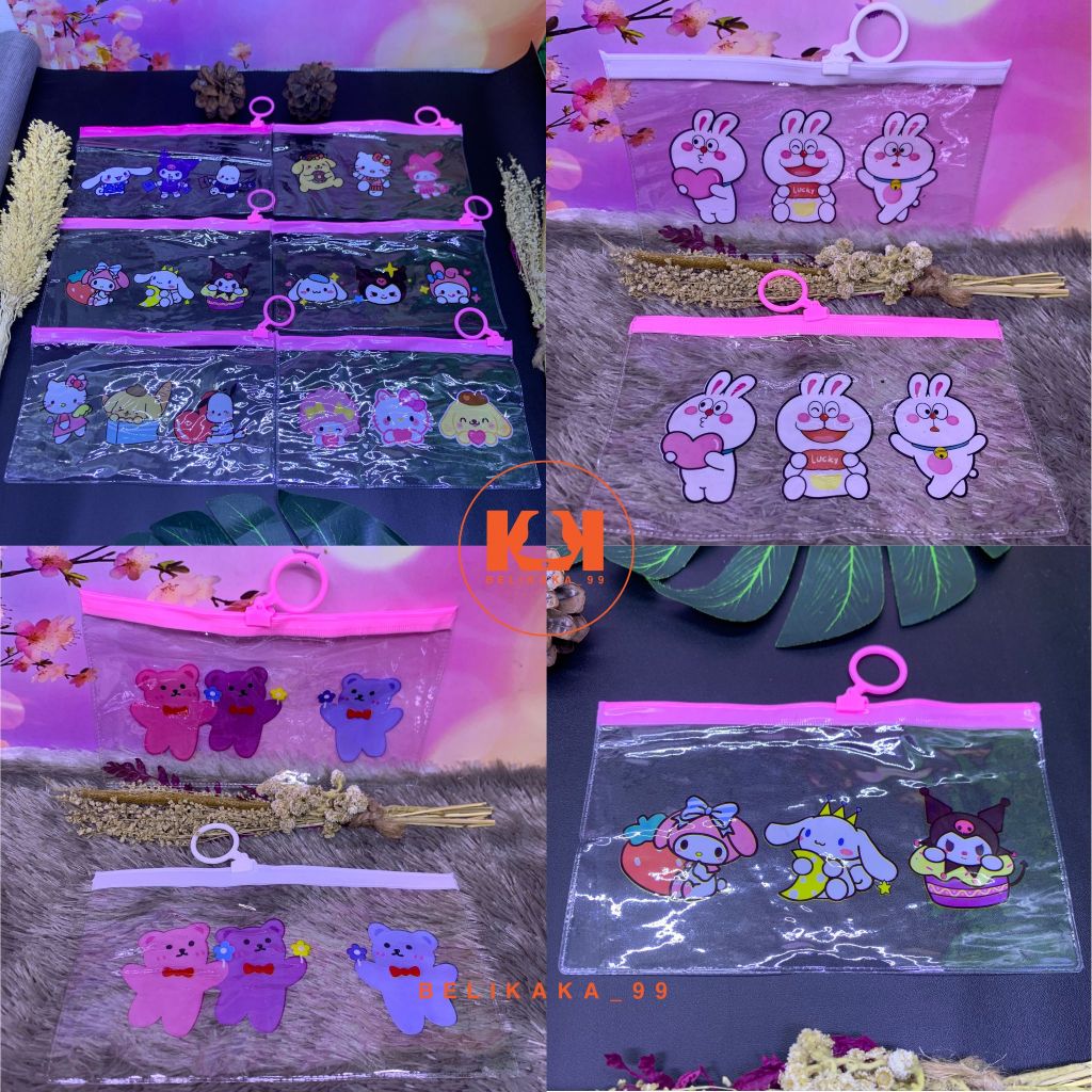 Transparent Mica ZIPLOCK POUCH With SANRIO RABBIT And UNICORN Bear ...