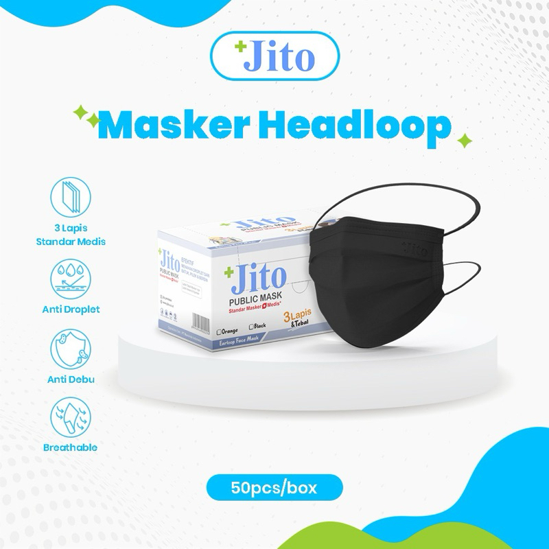 JITO 3-Ply Medical Mask Black Hijab - Box of 50 pcs | Shopee Philippines