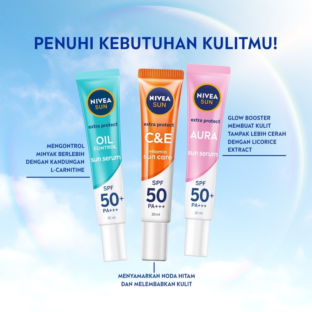 Nivea sunscreen Extra Protect Aura SPF50+ PA+++ 30ml Liquidsextra