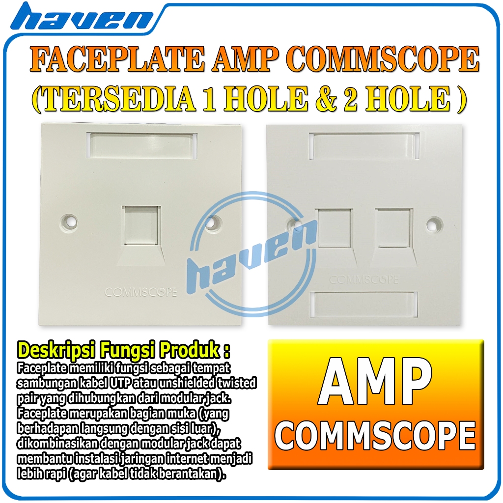 Faceplate Wall AMP Commscope Modular Jack RJ45 CAT5E CAT6 1hole 2hole