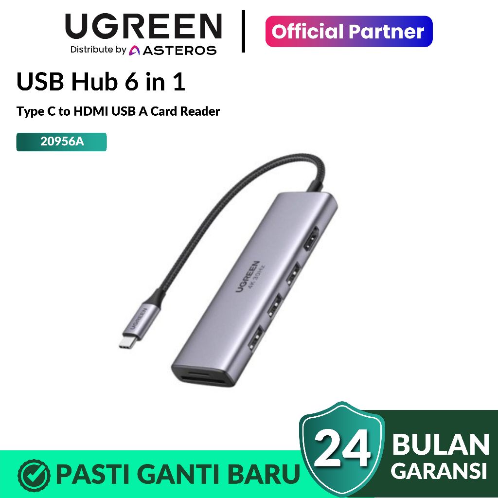 Usb HUB 6 in 1 UGREEN 20956A USB Type-C Multi Function Adapter 4K 30Hz ...