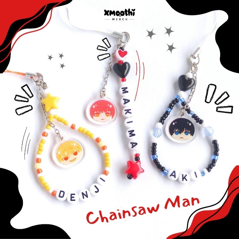 GANTUNGAN [CUSTOM ️] Chainsaw MAN PHONESTRAP BEADS - ANIME CHAINSAWMAN ...