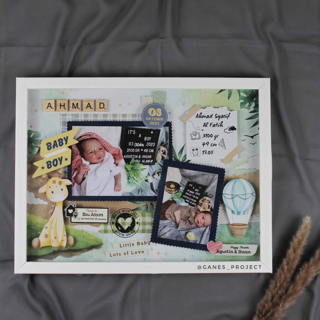 Scrapframe Biodata Baby/Newborn Baby Gift/3D Frame Baby Born/Theme ...