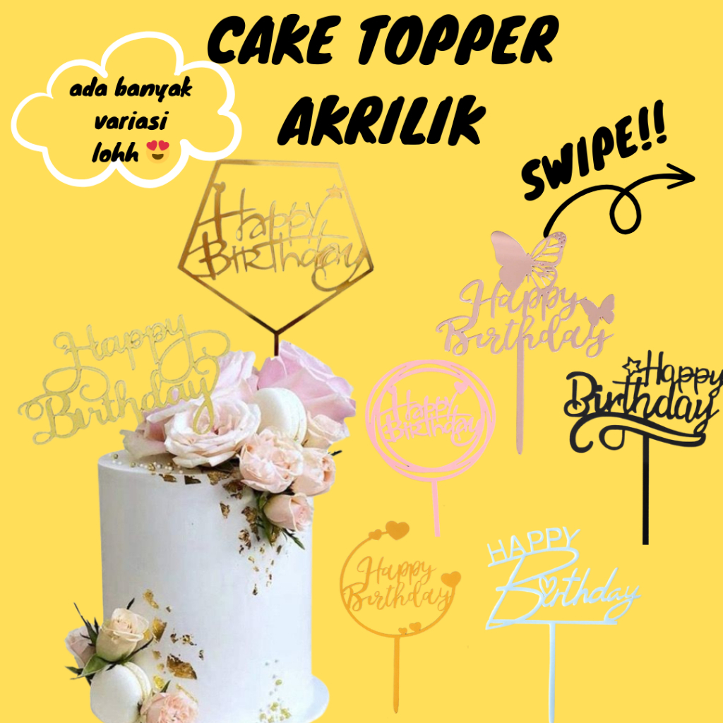 Acrylic Happy Birthday Cake Topper / Acrylic Cake Topper | Shopee ...