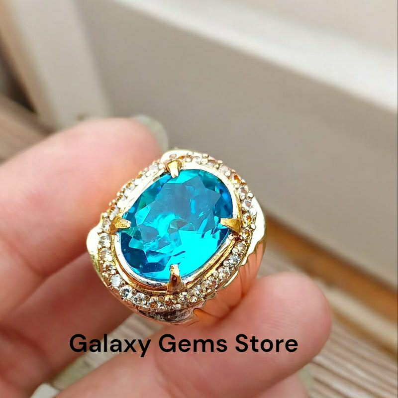Super Luxurious Blue Topaz Stone Ring | Shopee Philippines