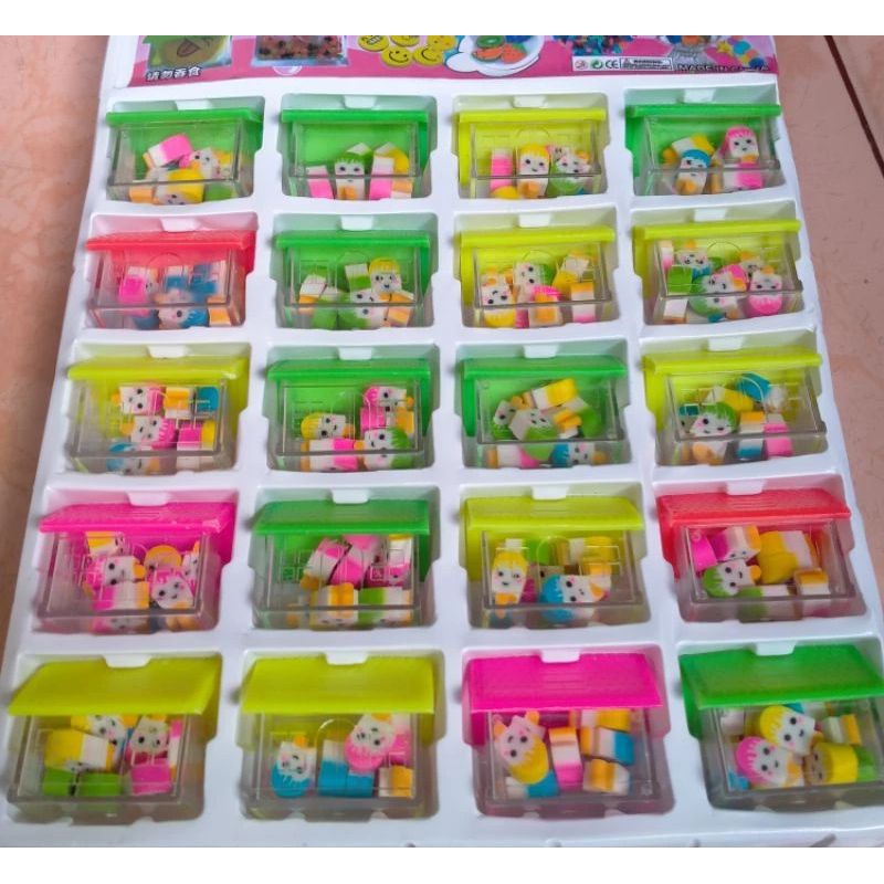 Fruit pattern eraser fancy mini eraser + cute container/place | Shopee ...