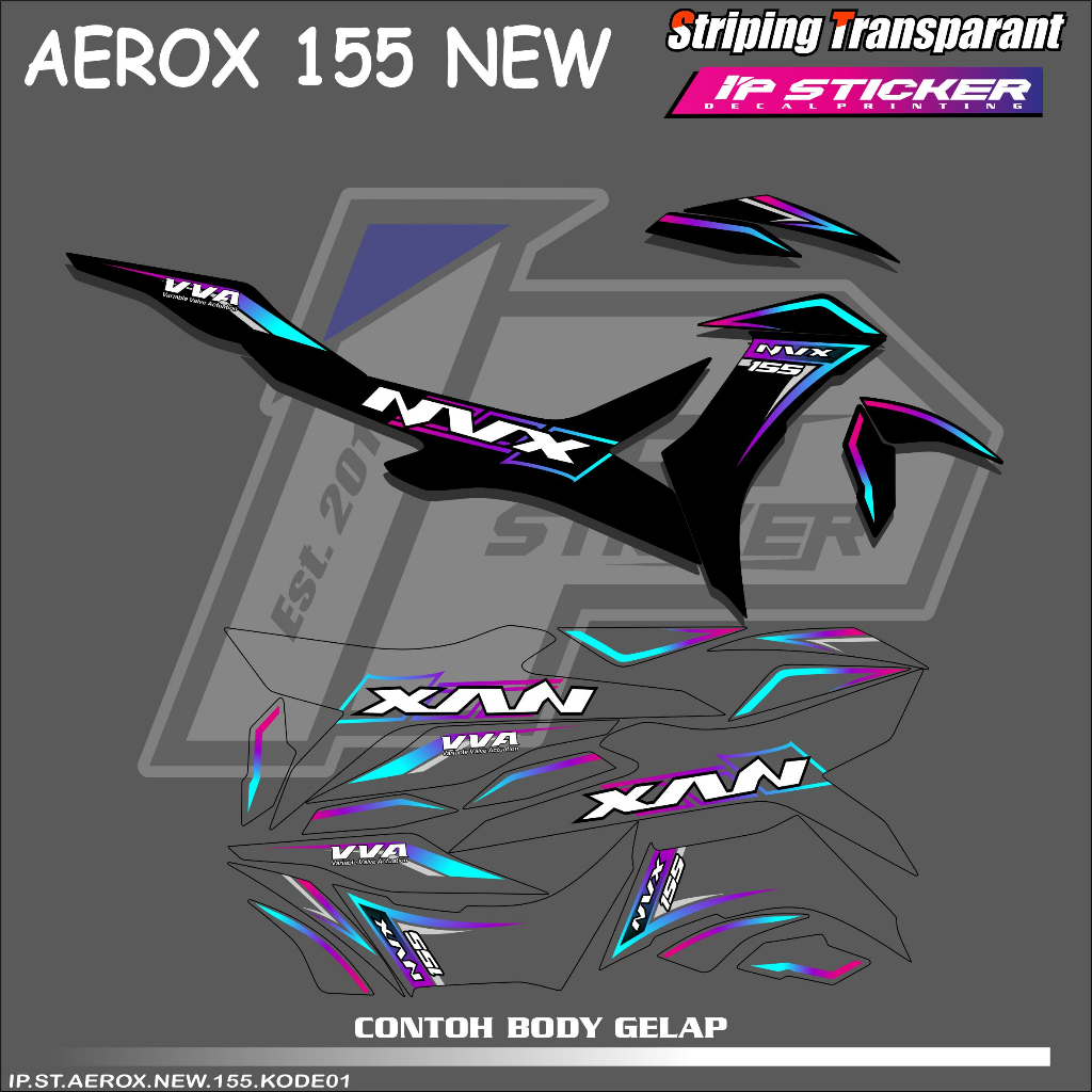 AEROX 155 NEW MOTORCYCLE STRIPING STICKER YAMAHA AEROX 155 NEW STICKER ...