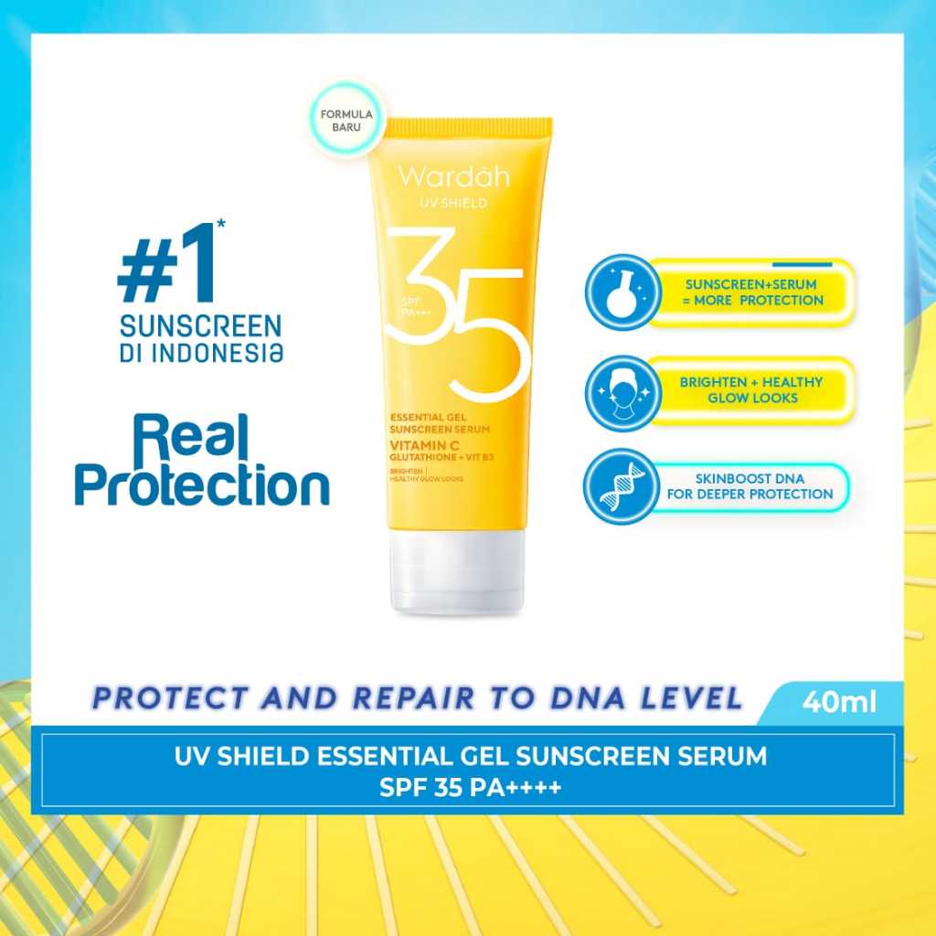 Wardah UV SHIELD ESSENTIAL GEL SUNSCREEN SERUM SPF 35 PA+++40Ml (NEW ...