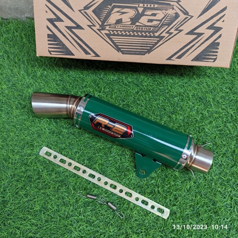 HIJAU Exhaust Matic Round Funnel ARMY Green Original R2 muffler type ...