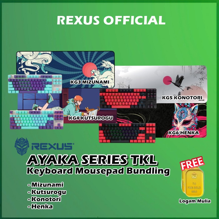 Rexus Ayaka TKL Series KG3 KG4 Combo Gaming Keyboard Deskmat Mousepad ...
