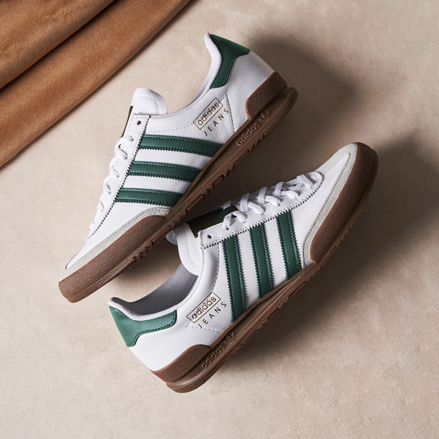 Adidas jeans trainers store white and green