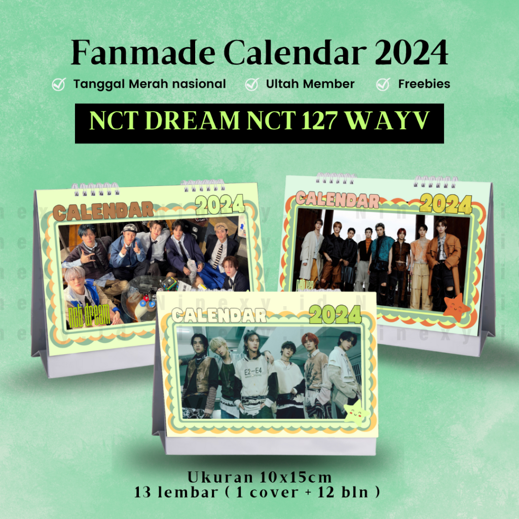(Free Photocard) desk calendar 2024 nct dream nct 127 wayv fanmade