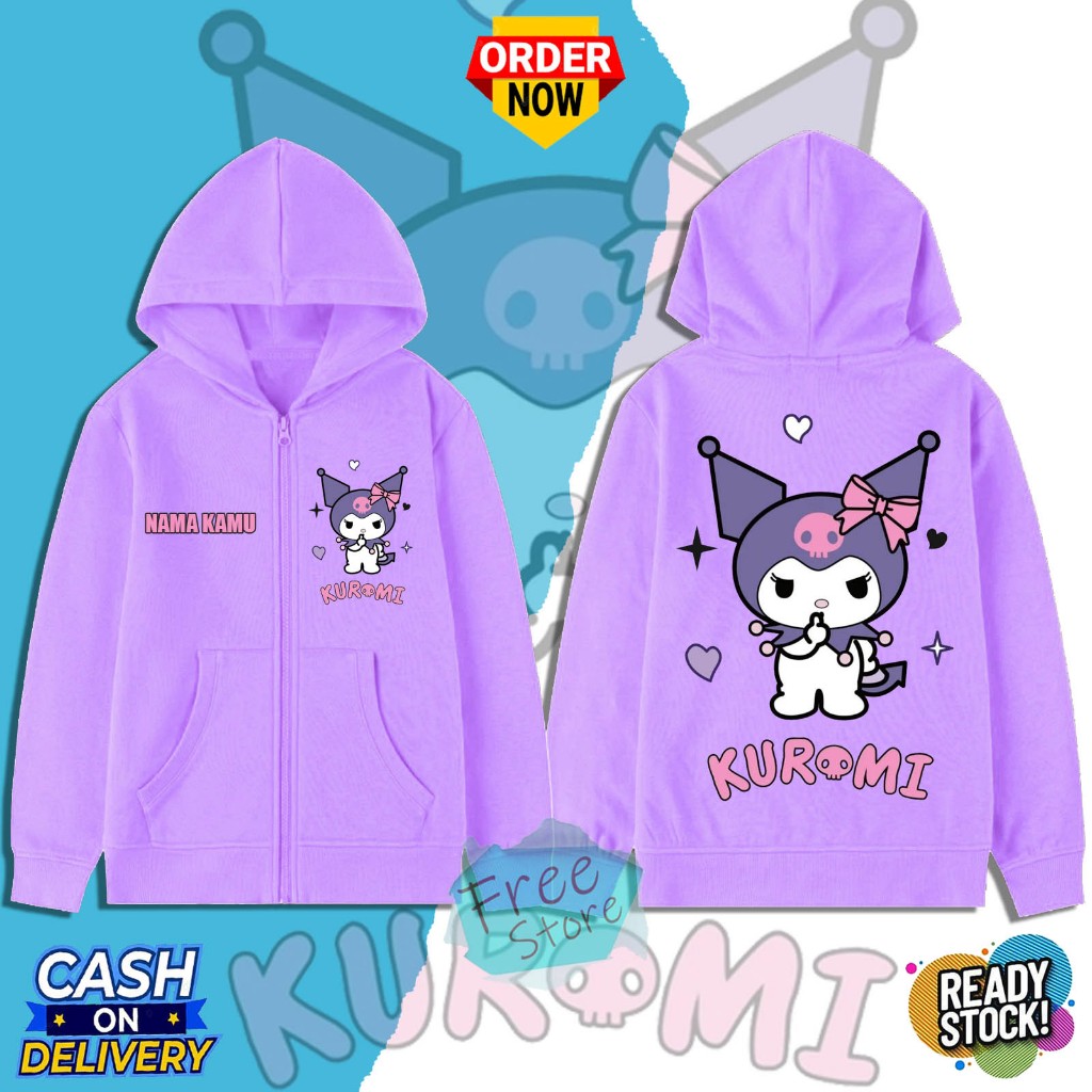 Kuromi Sanrio Ssttt Animated Children's Zipper Hoodie Jacket Kuromichan ...