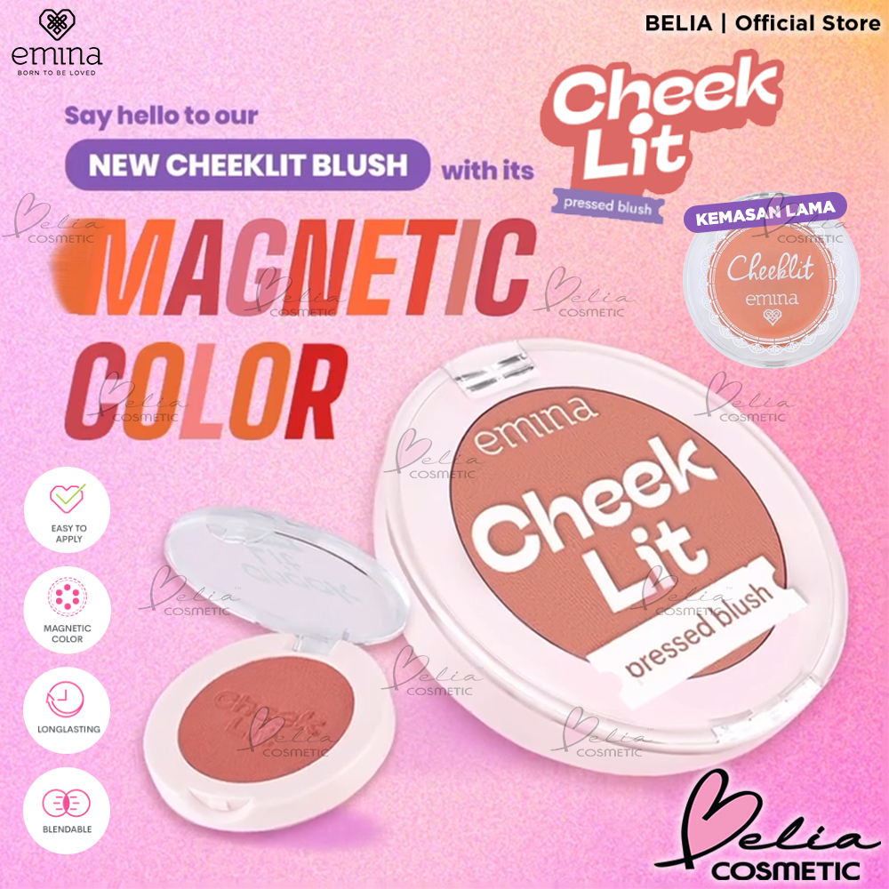 Belia EMINA Cheek Lit Pressed Blush On, Cream, Blush Stick, Highlighter ...