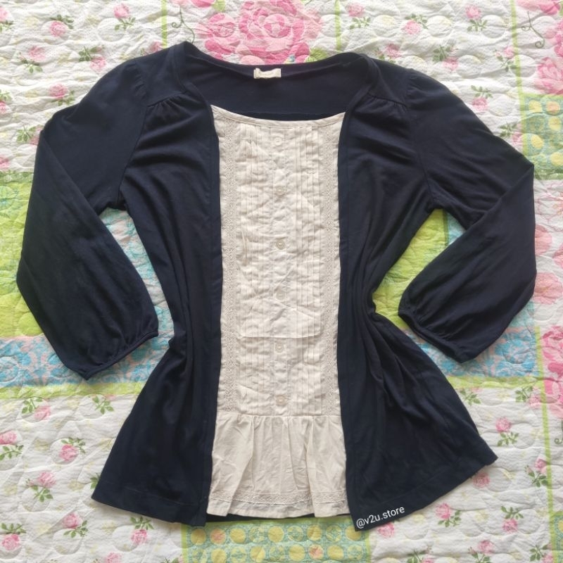 Coquette milkmaid top navy lace vintage 90's y2k coquette cottagecore ...