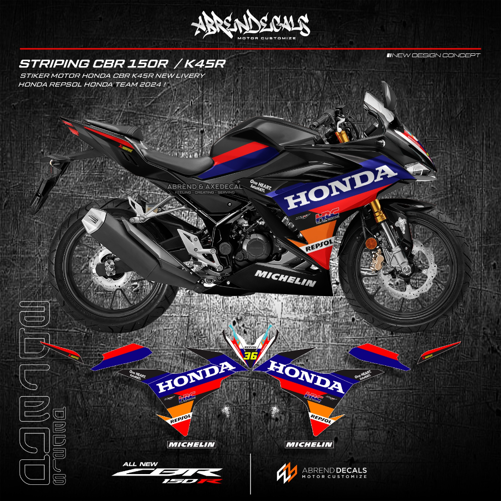 Sticker CBR 150R NEW K45R LIVERY TEAM HINDA REPSOL MOTO GP 2024/sticker ...