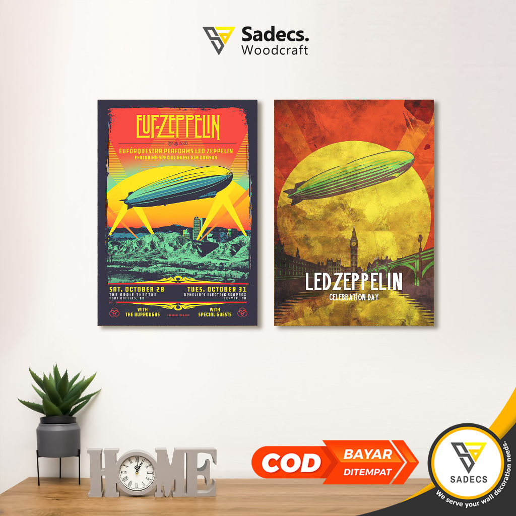 SADECS - ZEPPELIN LED Wooden Poster Room Wall Decoration Display Size ...